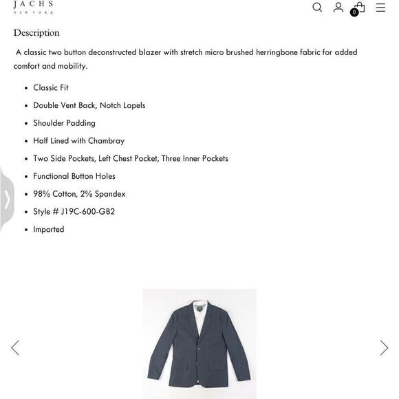 NEW WITH TAGS JACHS NEW YORK BLAZER IN NAVY BLUE - Picture 7 of 8